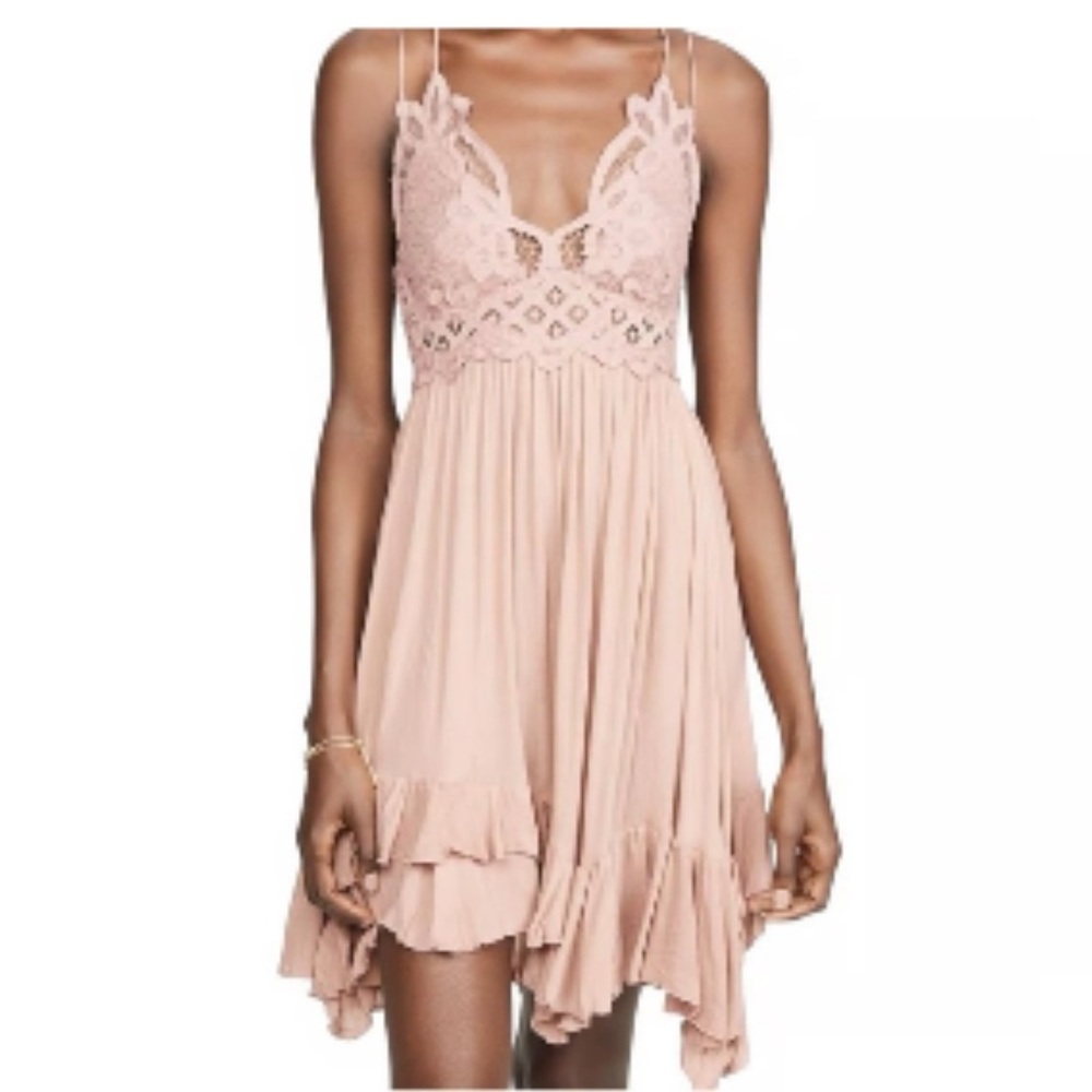 NWT Free People Adella Slip Dress Women's Size Small/SP Rose Pink Lace - Picture 11 of 11